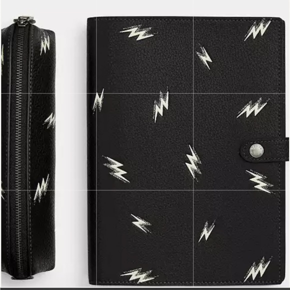 ⚡️ COACH BOXED NOTEBOOK AND PENCIL CASE SET WITH LIGHTING BOLT PRINT ⚡️ NWT ⚡️